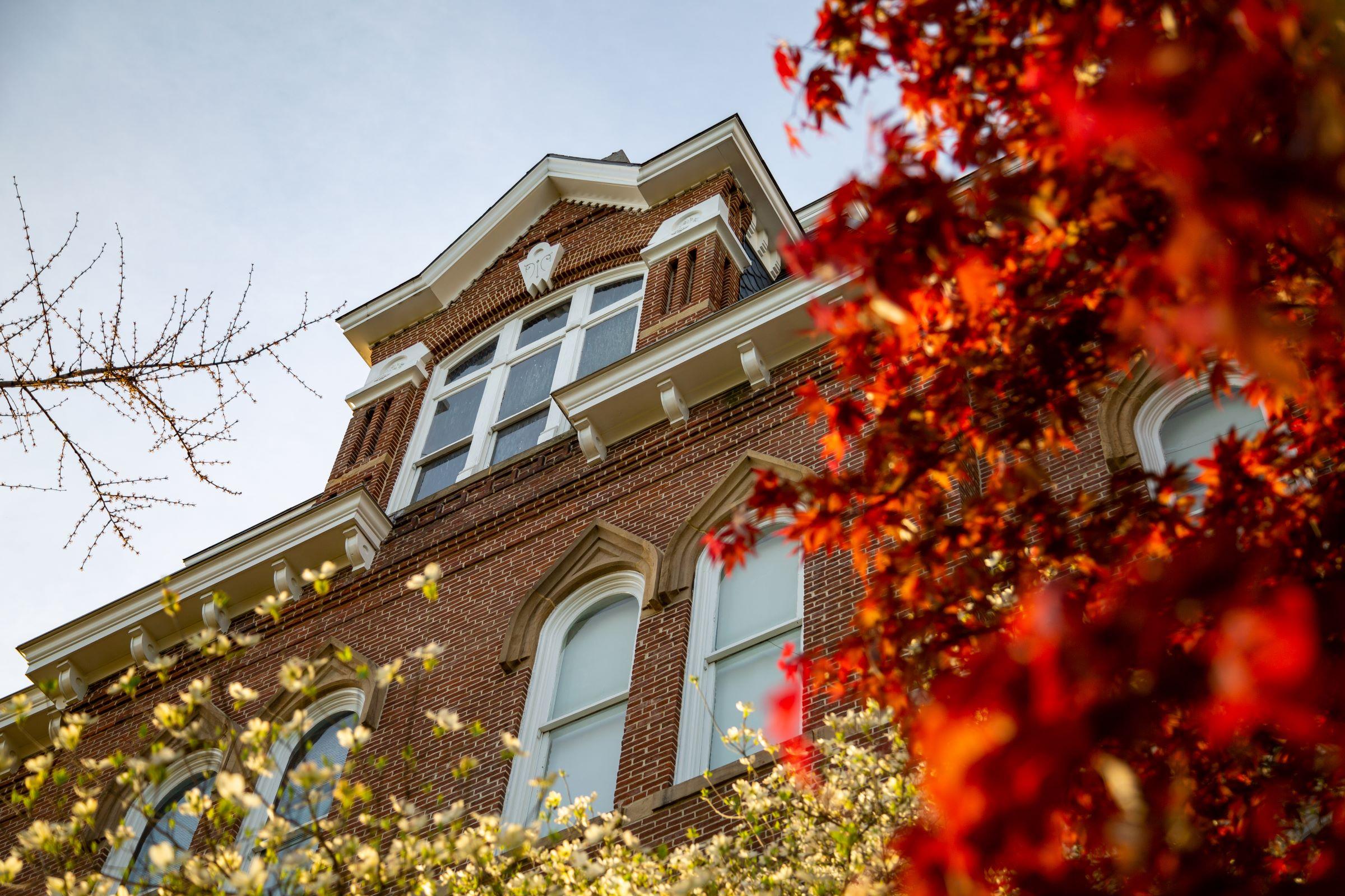 Miller Hall with colorful leaves