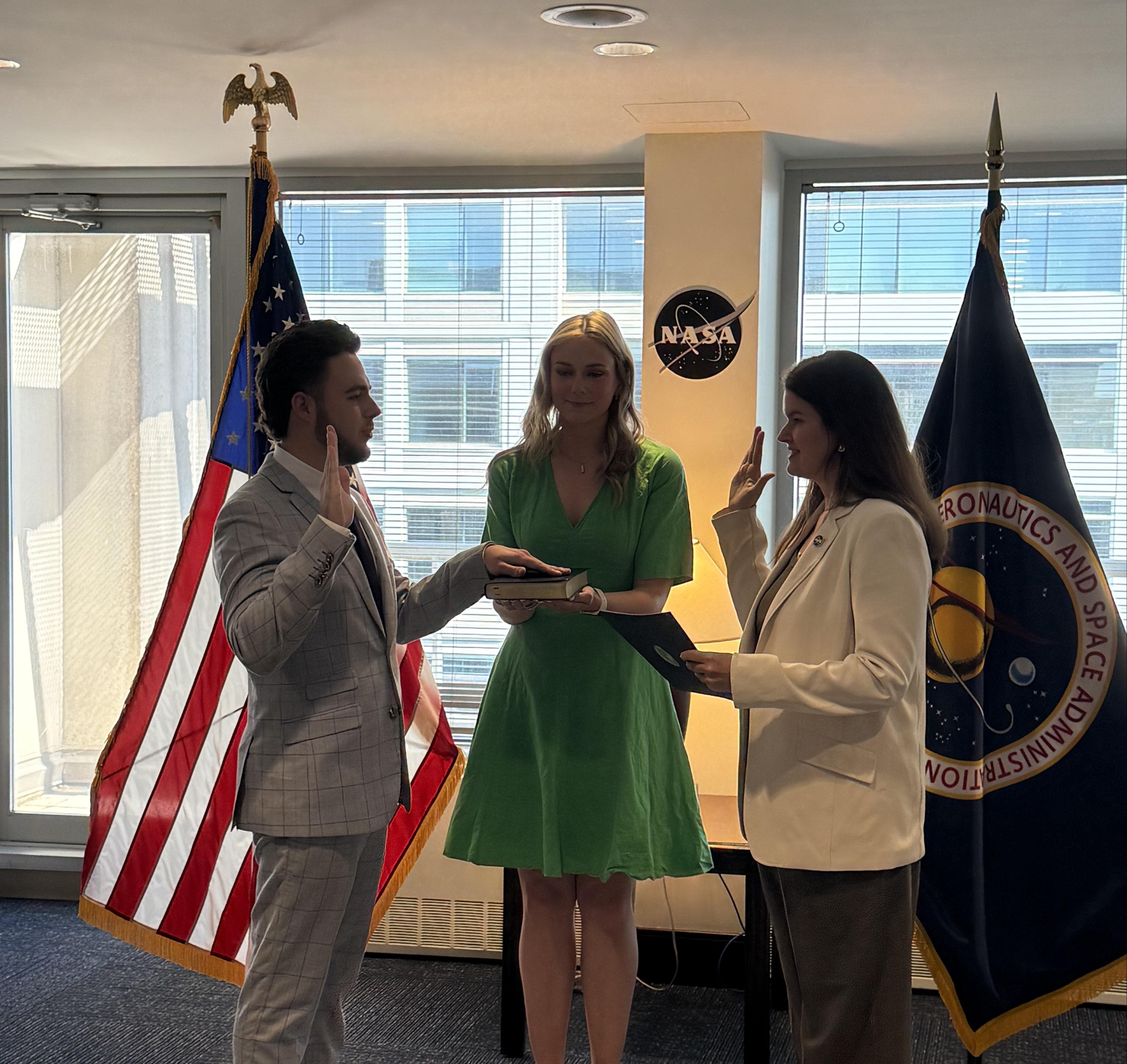 Luke Diel being sworn into appointment