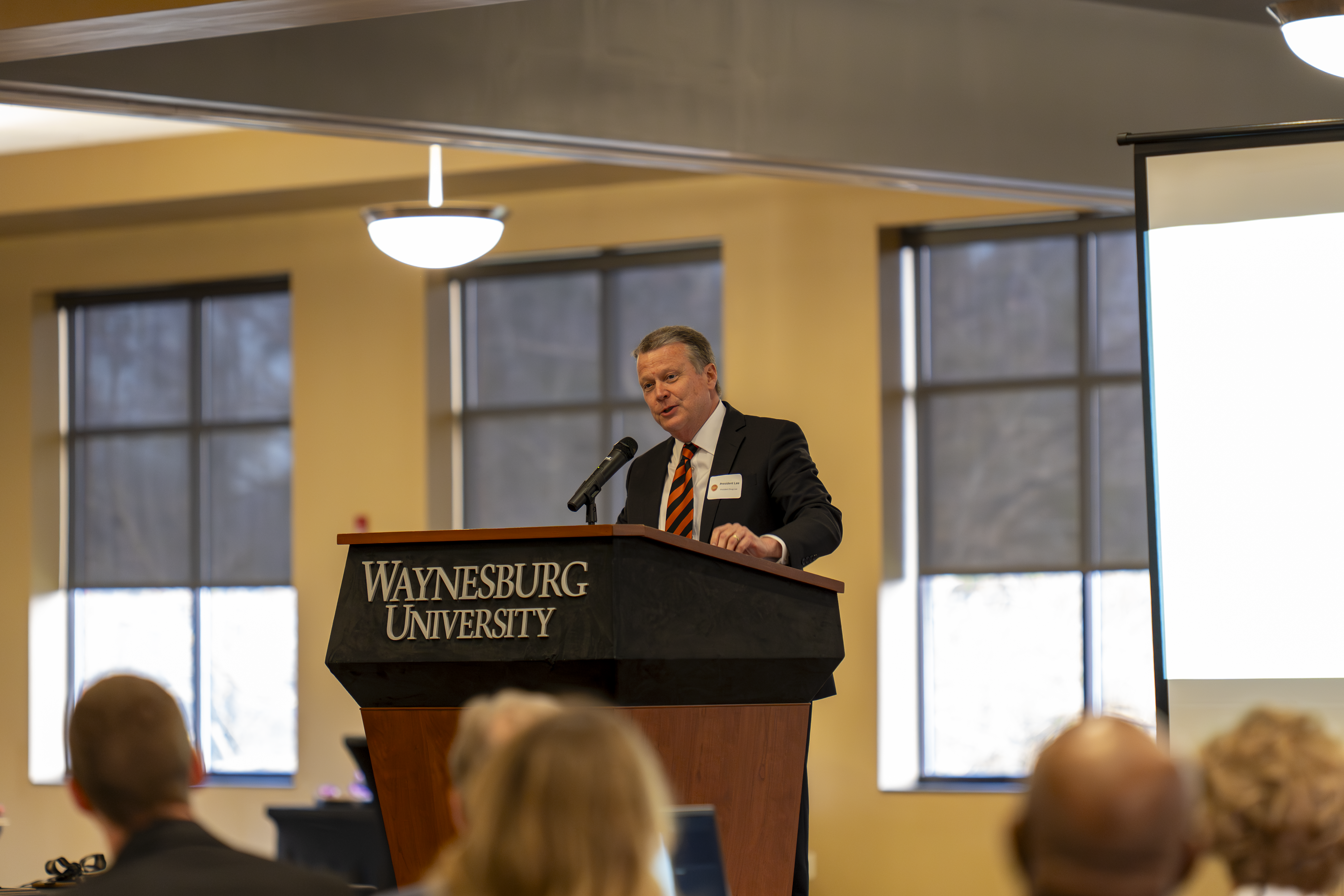 President Lee giving remarks at the event