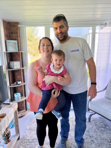 From left to right: Jessie (Kiner '16, MA '20), Baelyn, and Joshuah Dains