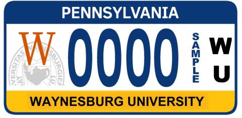 Sample WU Pennsylvania license plate