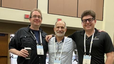 Hreha pictured with  Dr. Joseph Terwilliger and Don De Angelo of the Association of Libertarian Educators at FreedomFest 2025 in Palm Springs, CA.