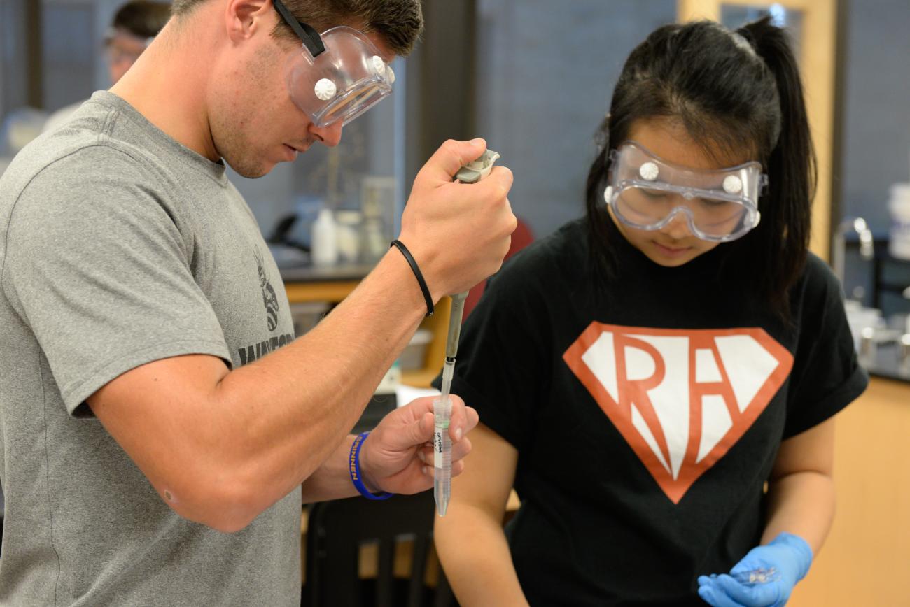 Students work in a lab.