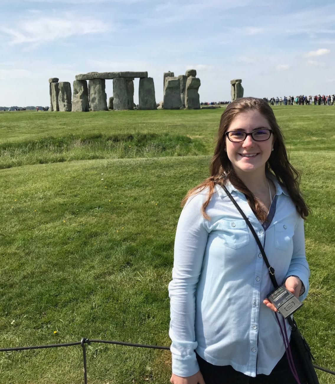 student at stonehenge