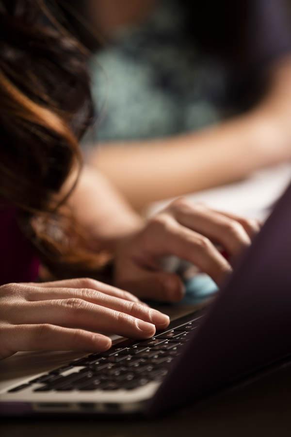 student on computer