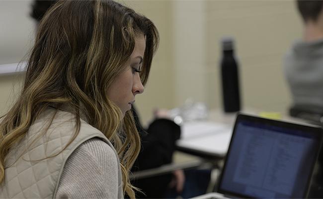 A student sitting in class