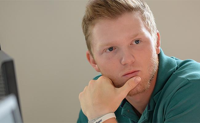 Student listens attentively in class