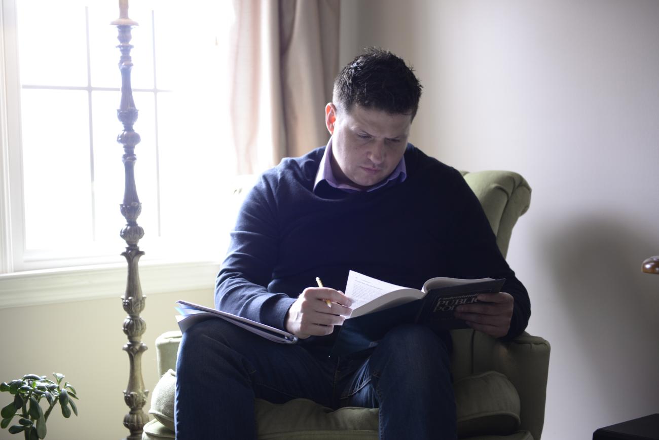 student reading a book