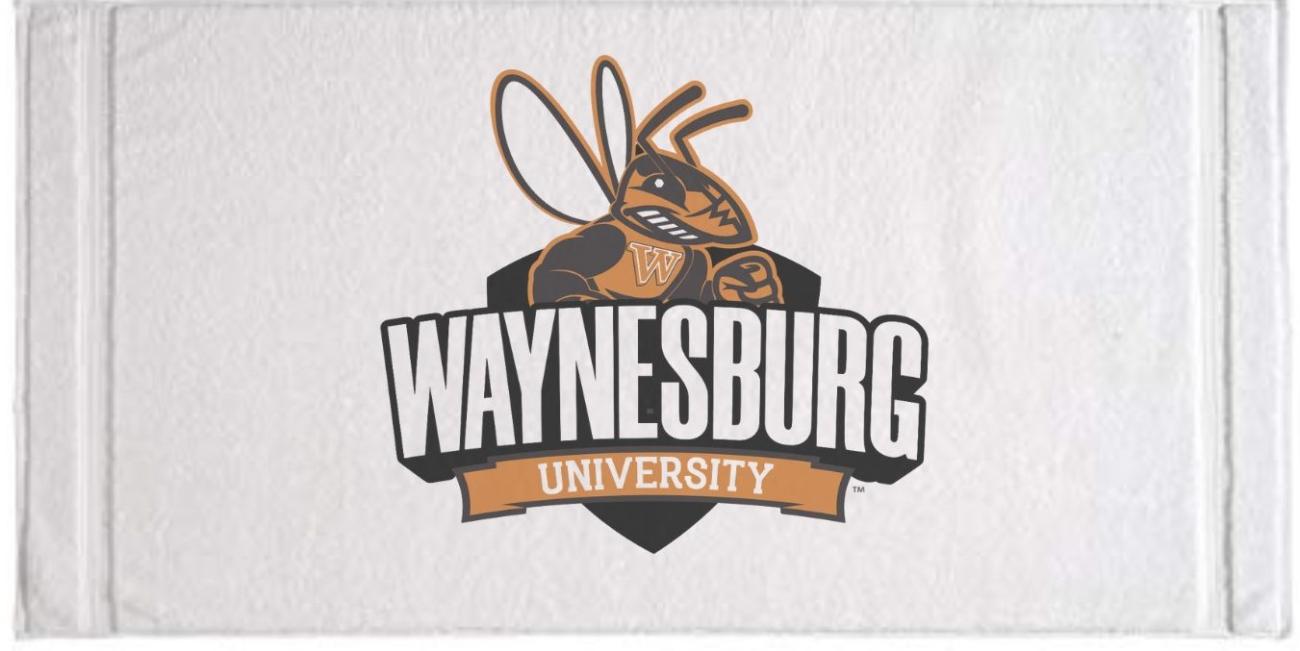 Waynesburg University logo embroidered towel