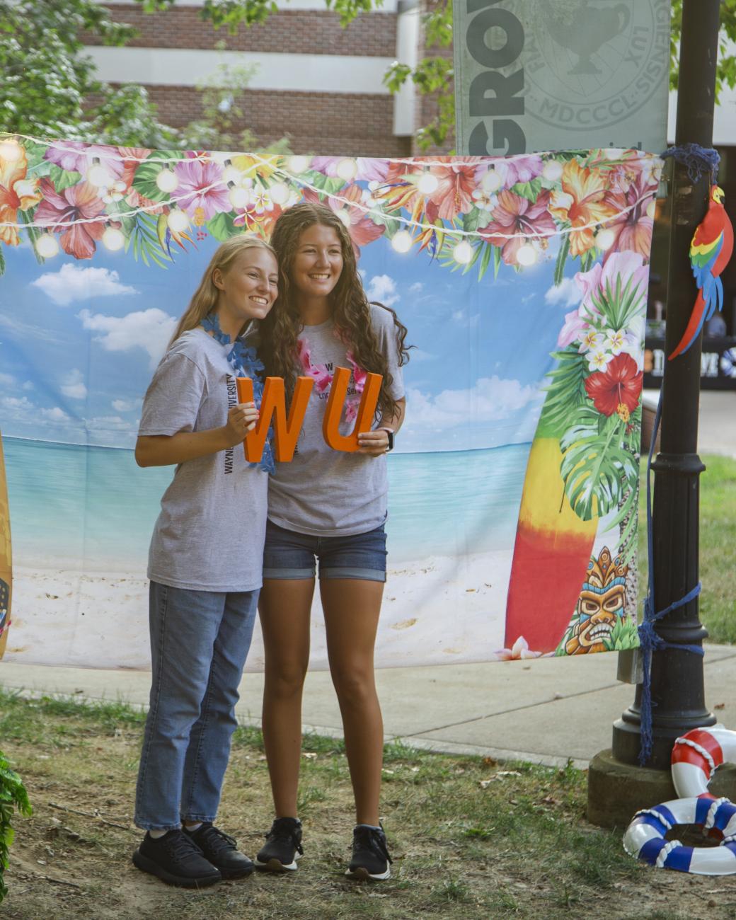 Two incoming 2025 freshman students pose during Welcome Days event
