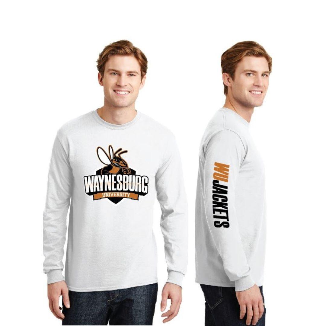 Stock image of long sleeve Waynesburg University shirt for fall 2025 care package