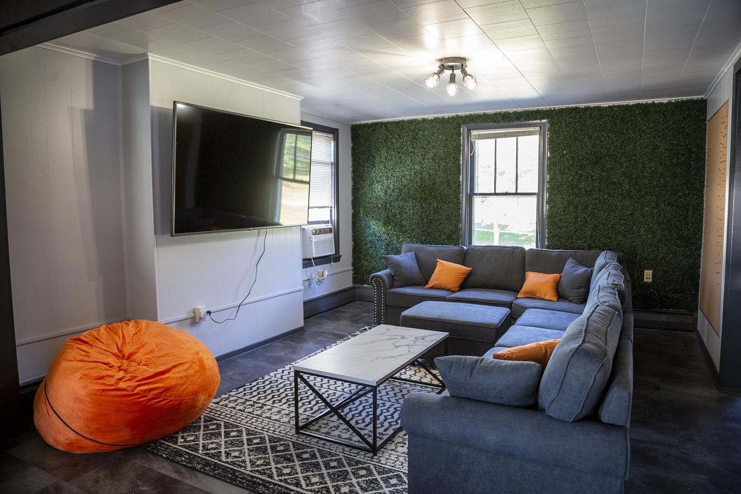 Gathering space for students in Rudy's Place.