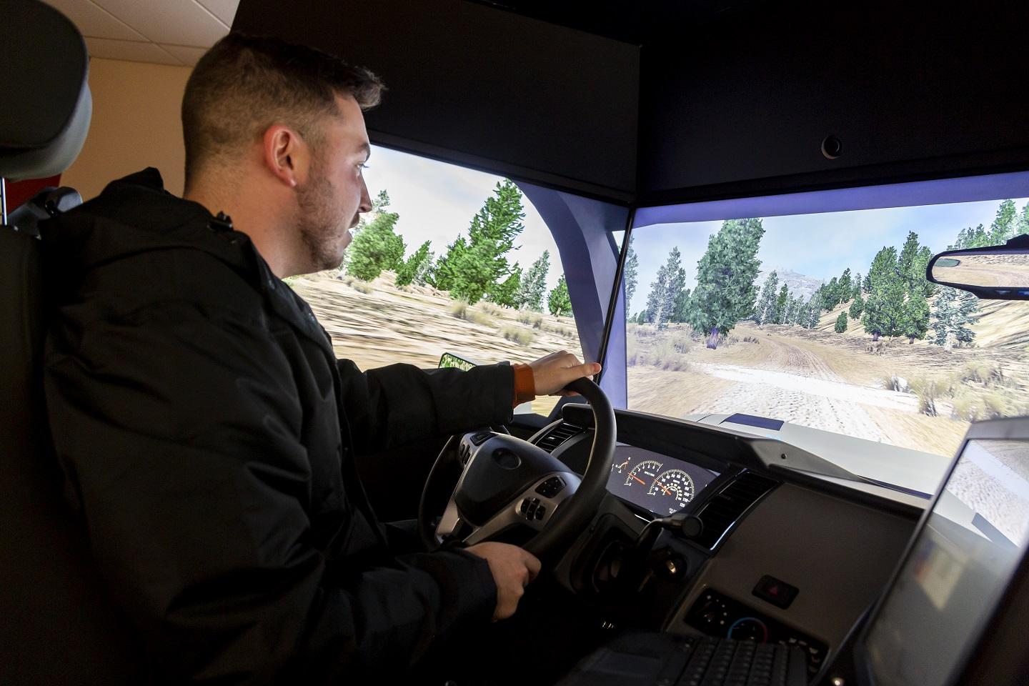 Student using Patrol Driving Simulator