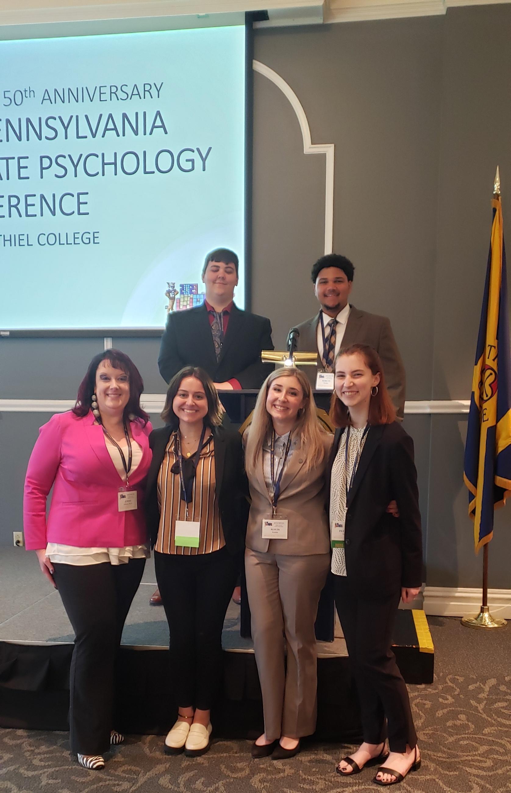 Waynesburg University students presented at the Western Pennsylvania Undergraduate Research Conference in April 2023 with Dr. Jellison