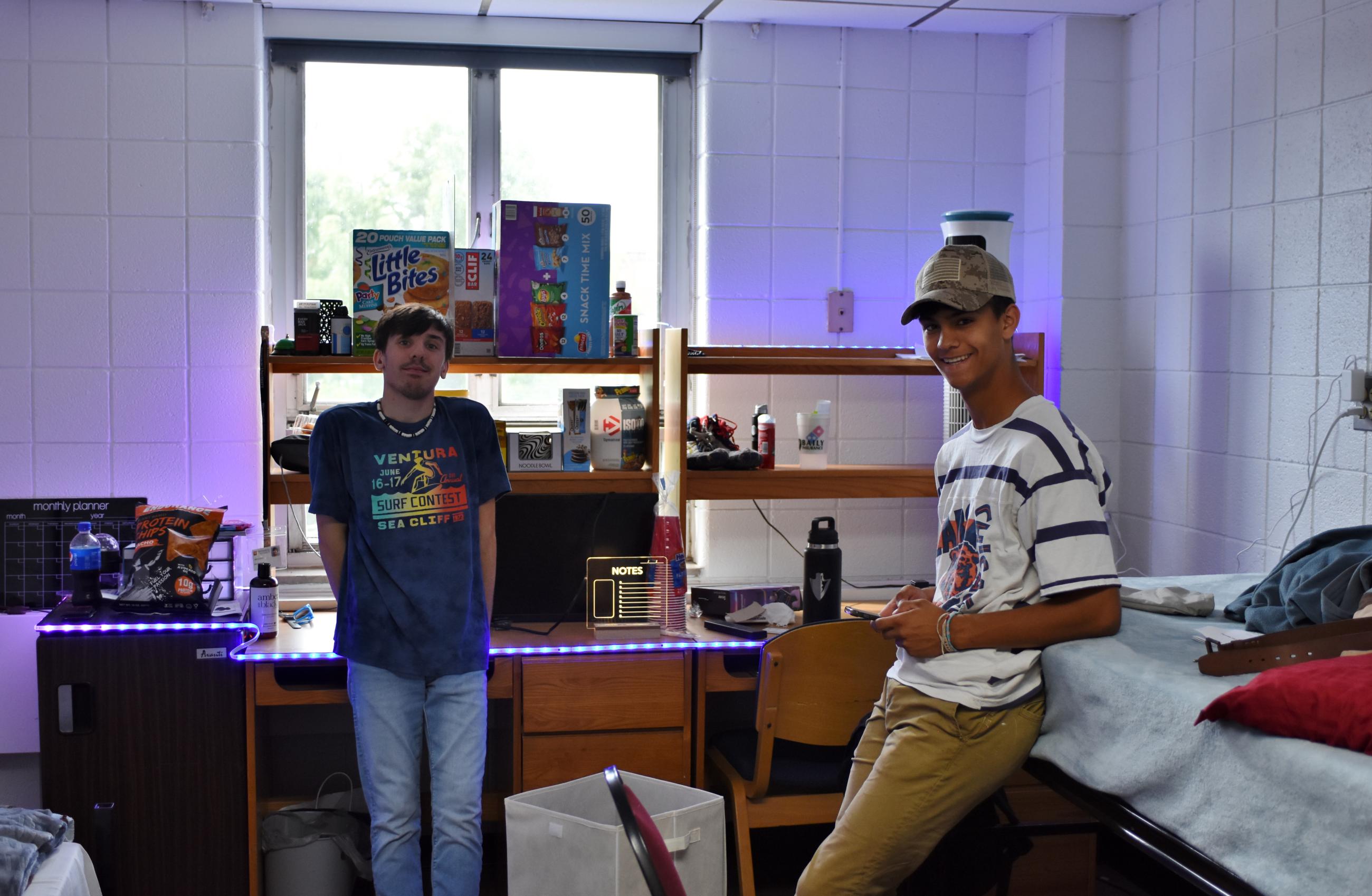 students in dorm room