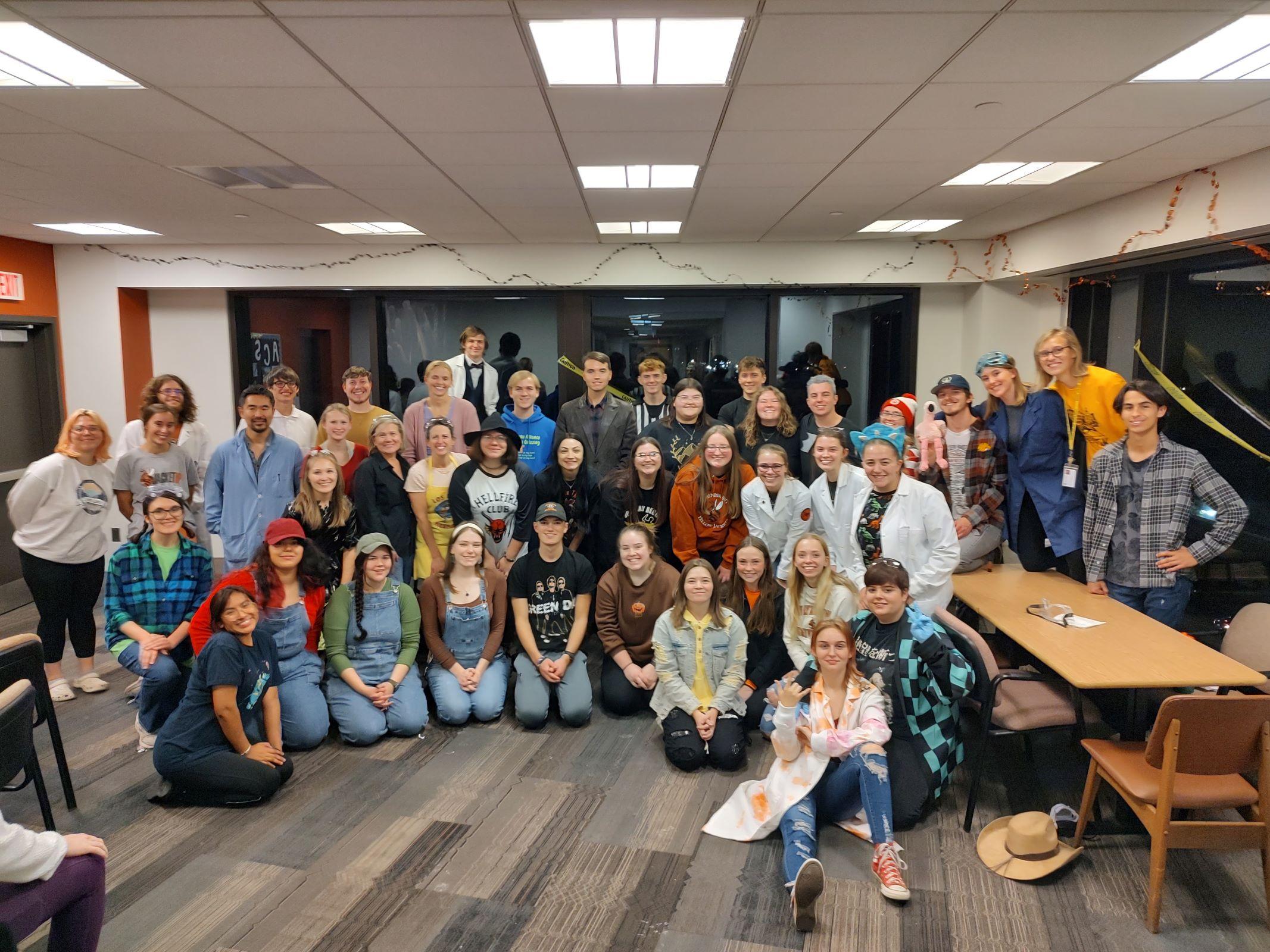 WU student group photo at previous Haunted Lab