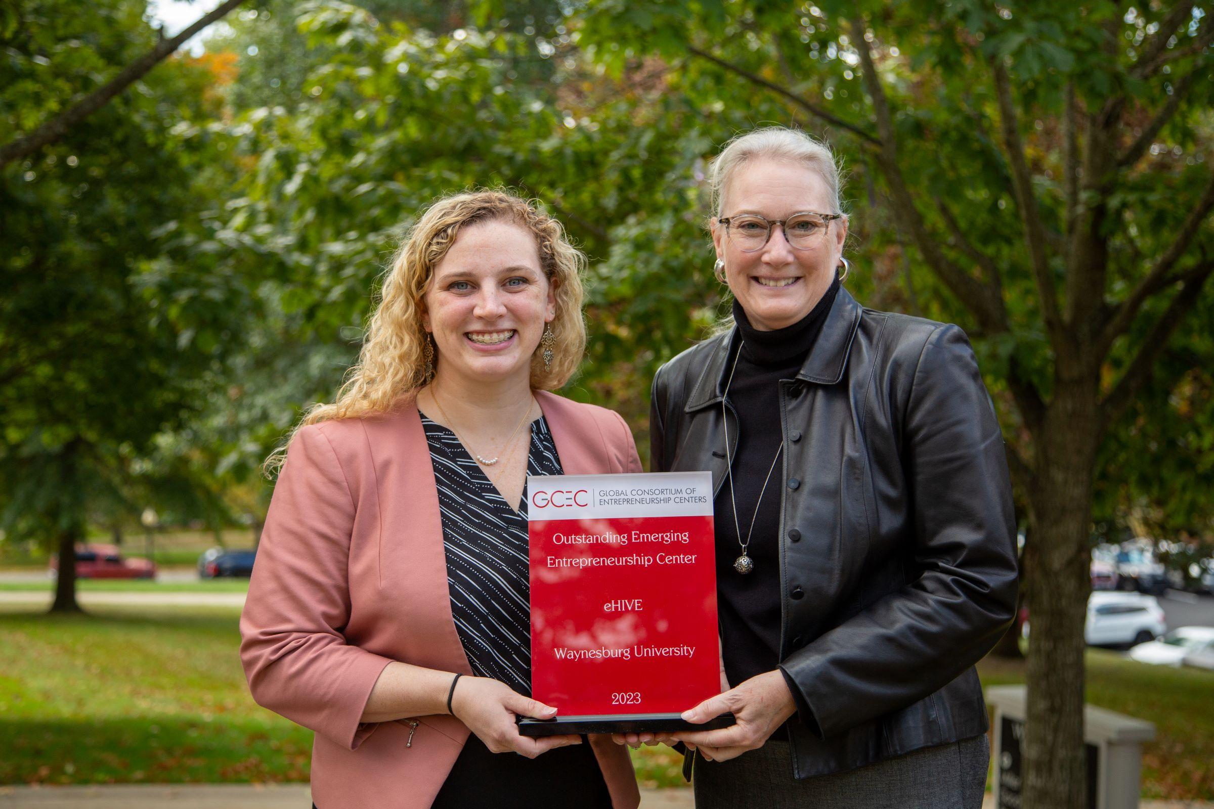 Cassy Dorsch and Melinda Walls with GCEC Award