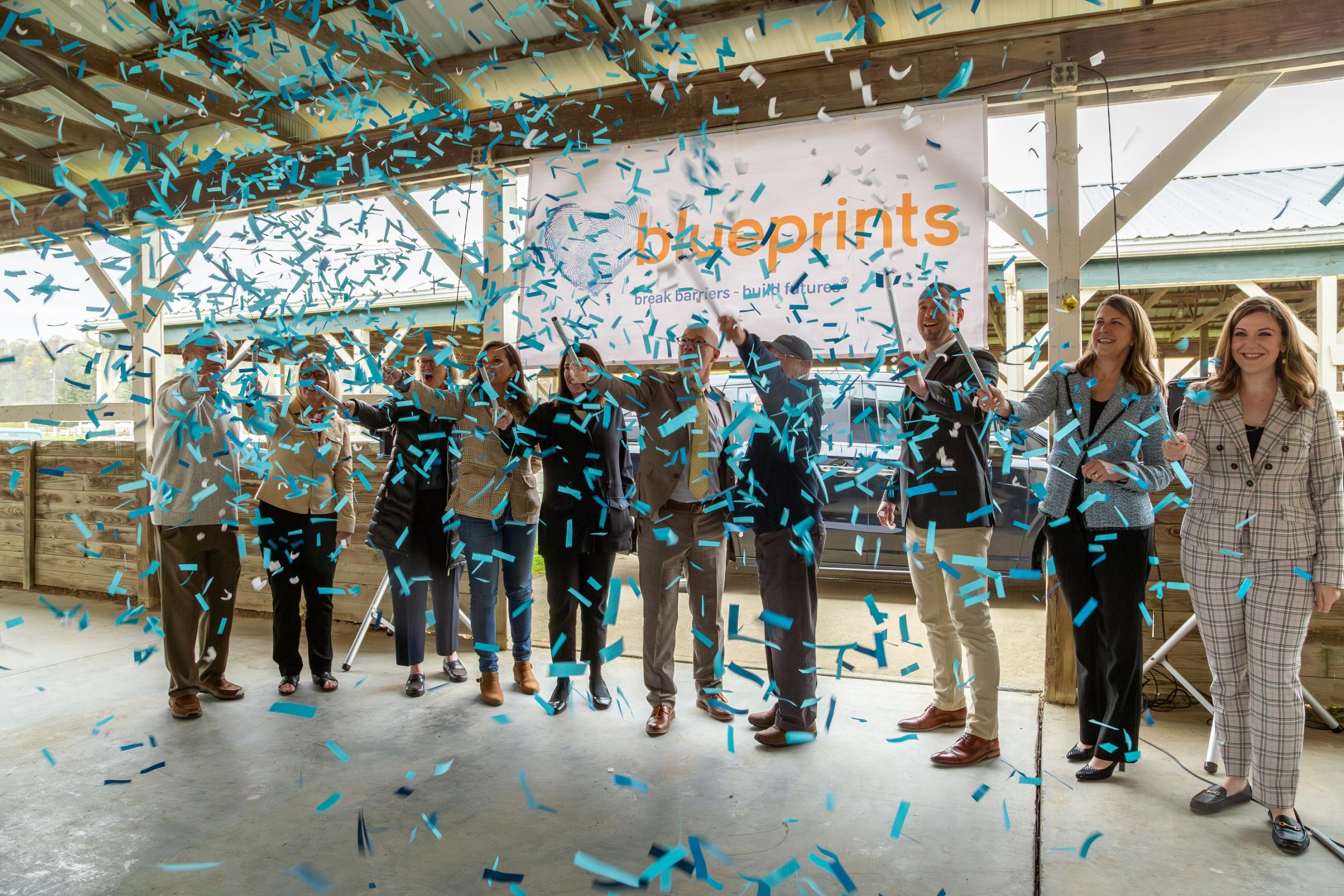 RAMP launch celebration with confetti