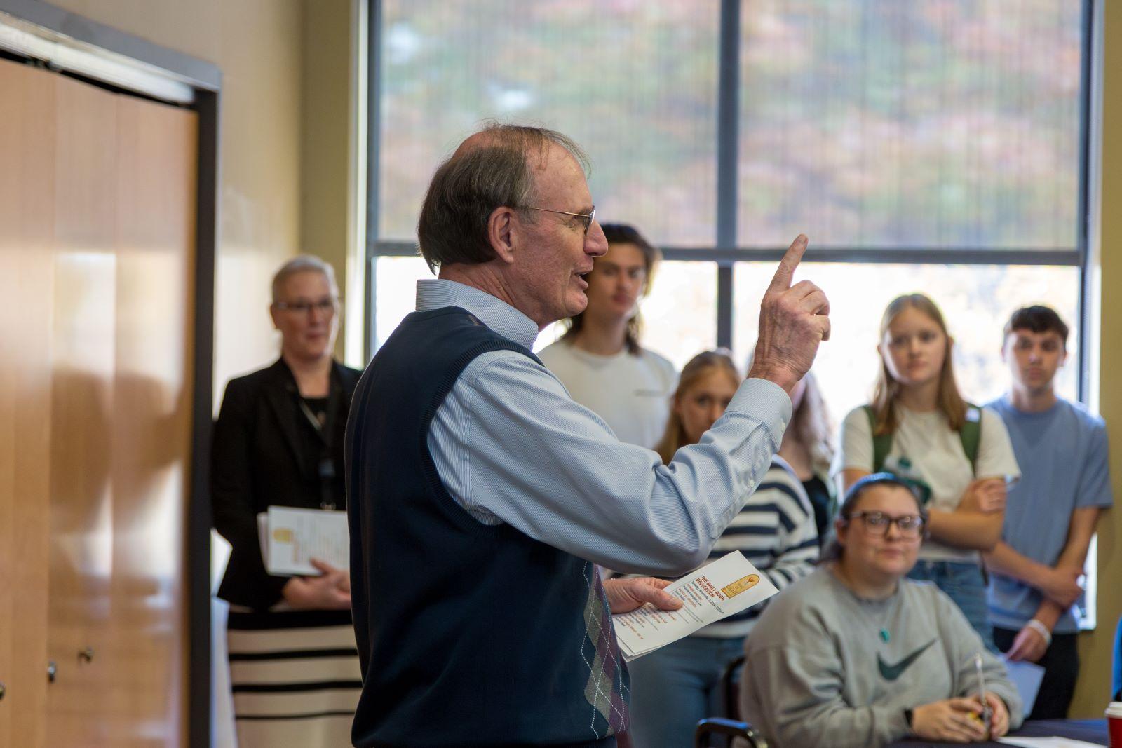 Chuck Baily speaks at The Baily Room Dedication