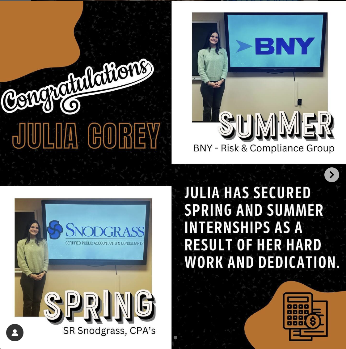 Julia Corey internship flier