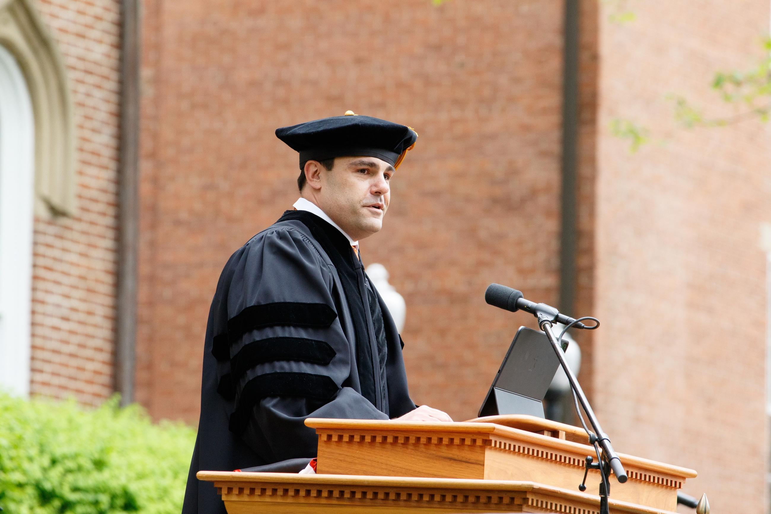 Toby Rice speaking at commencement 