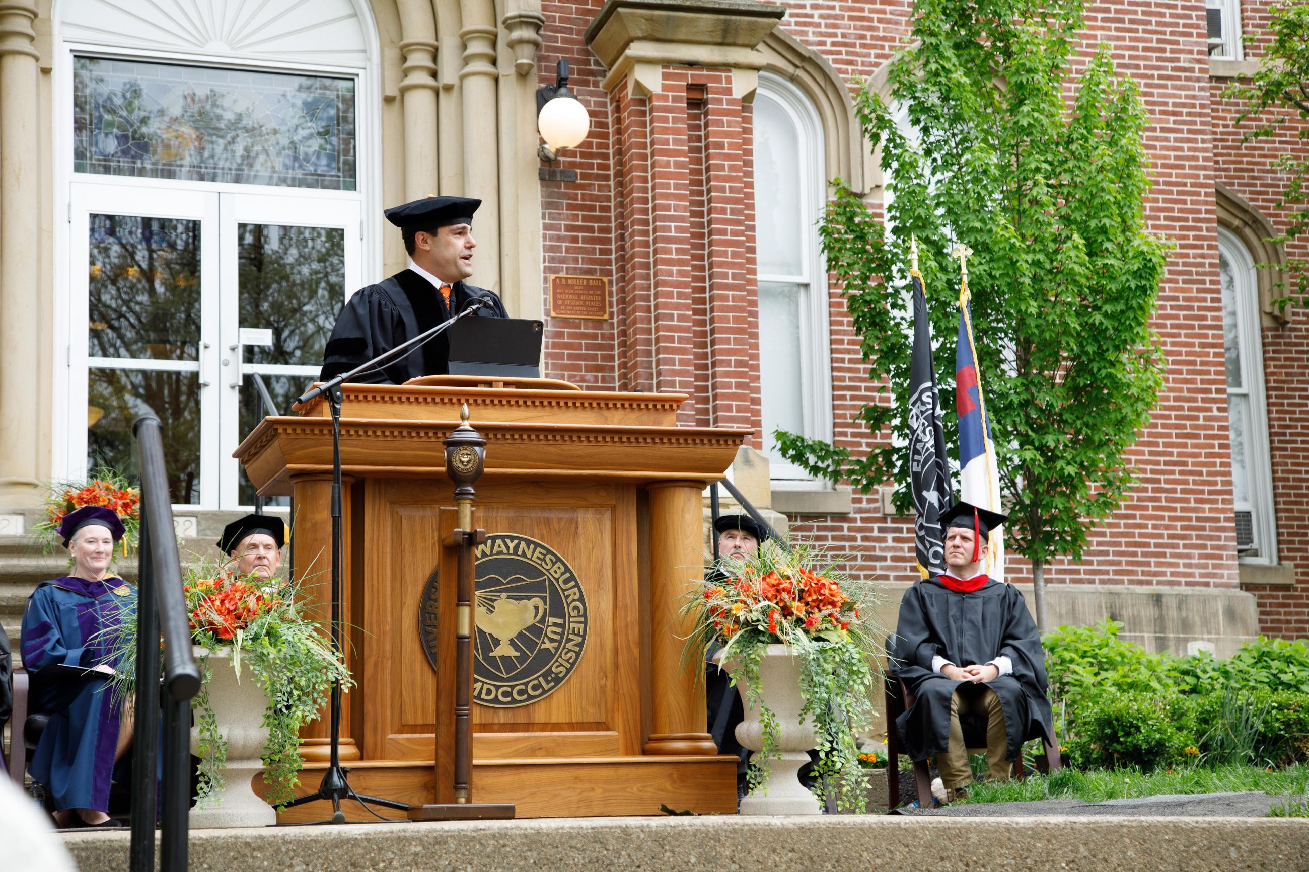 toby rice speaking at commencement 