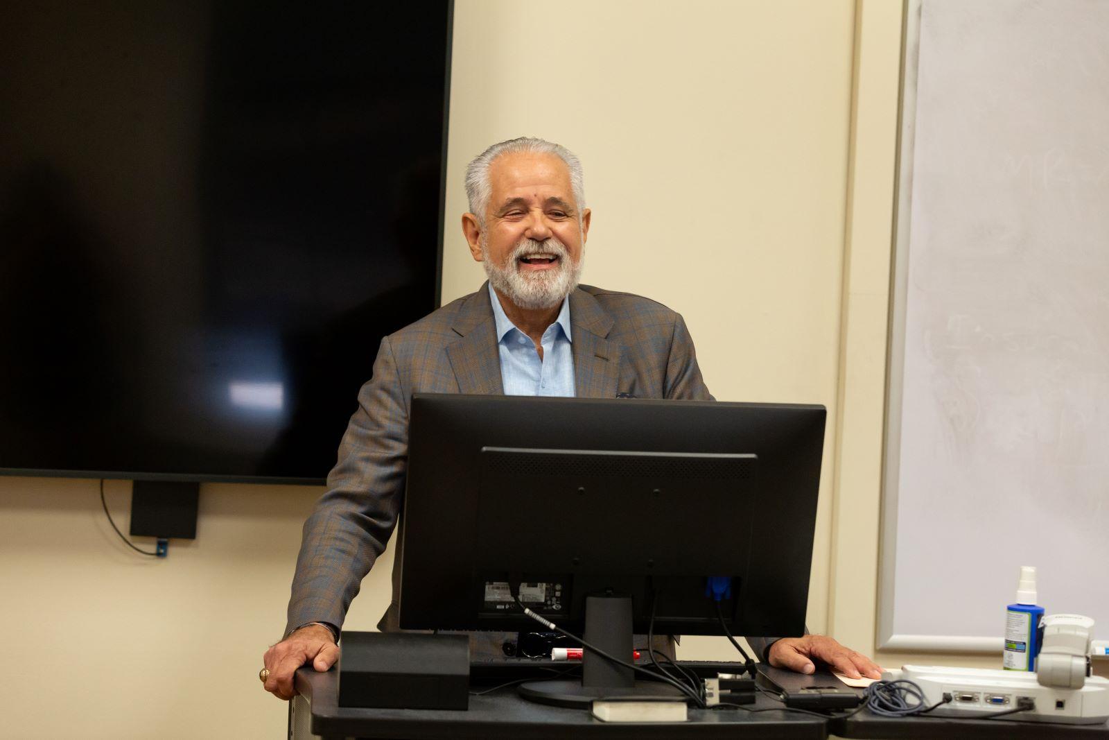 Jorge Villacampa speaks at the Villacampa Classroom Dedication