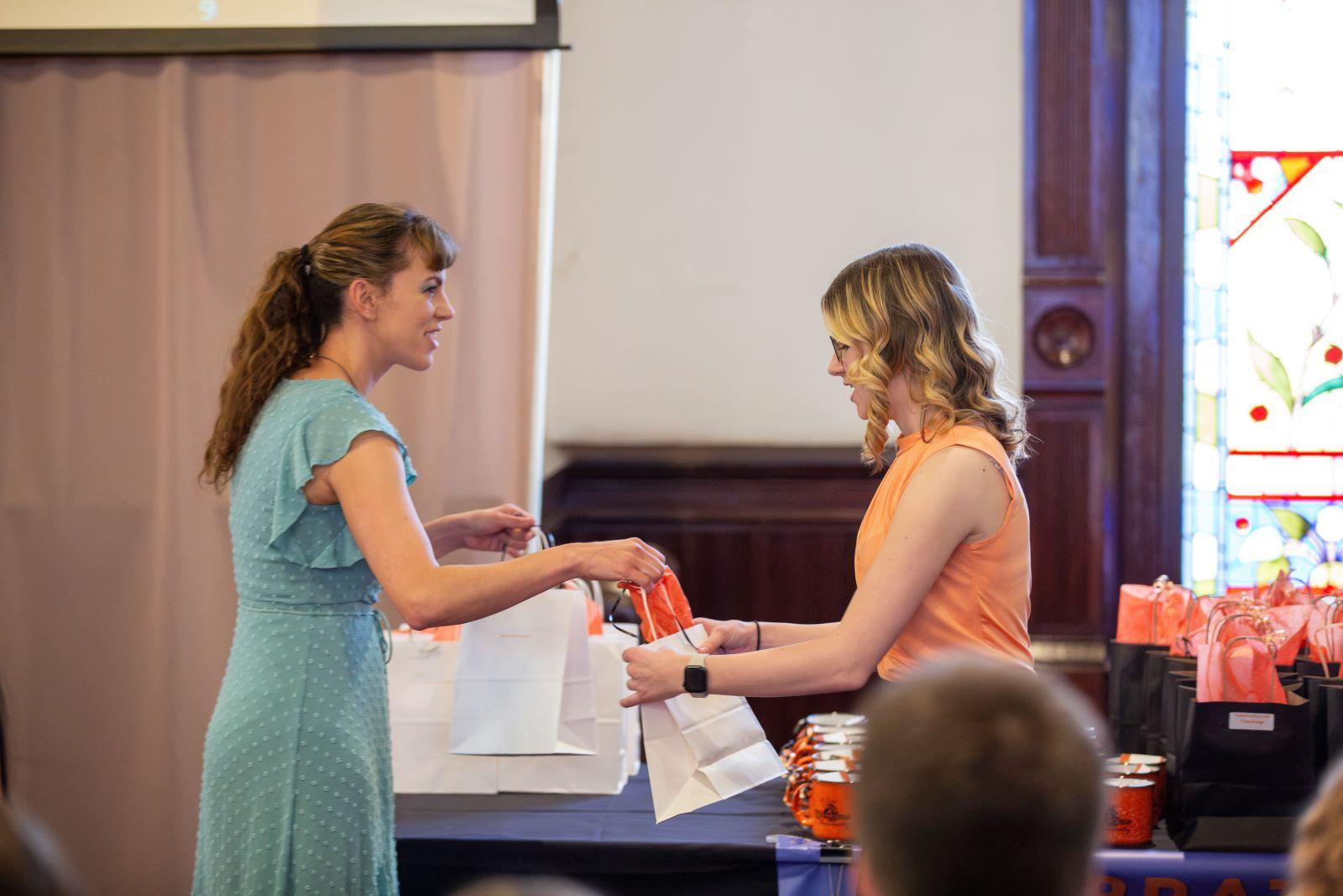 Dr. Lauren Werner celebrates with upcoming sophomore education majors