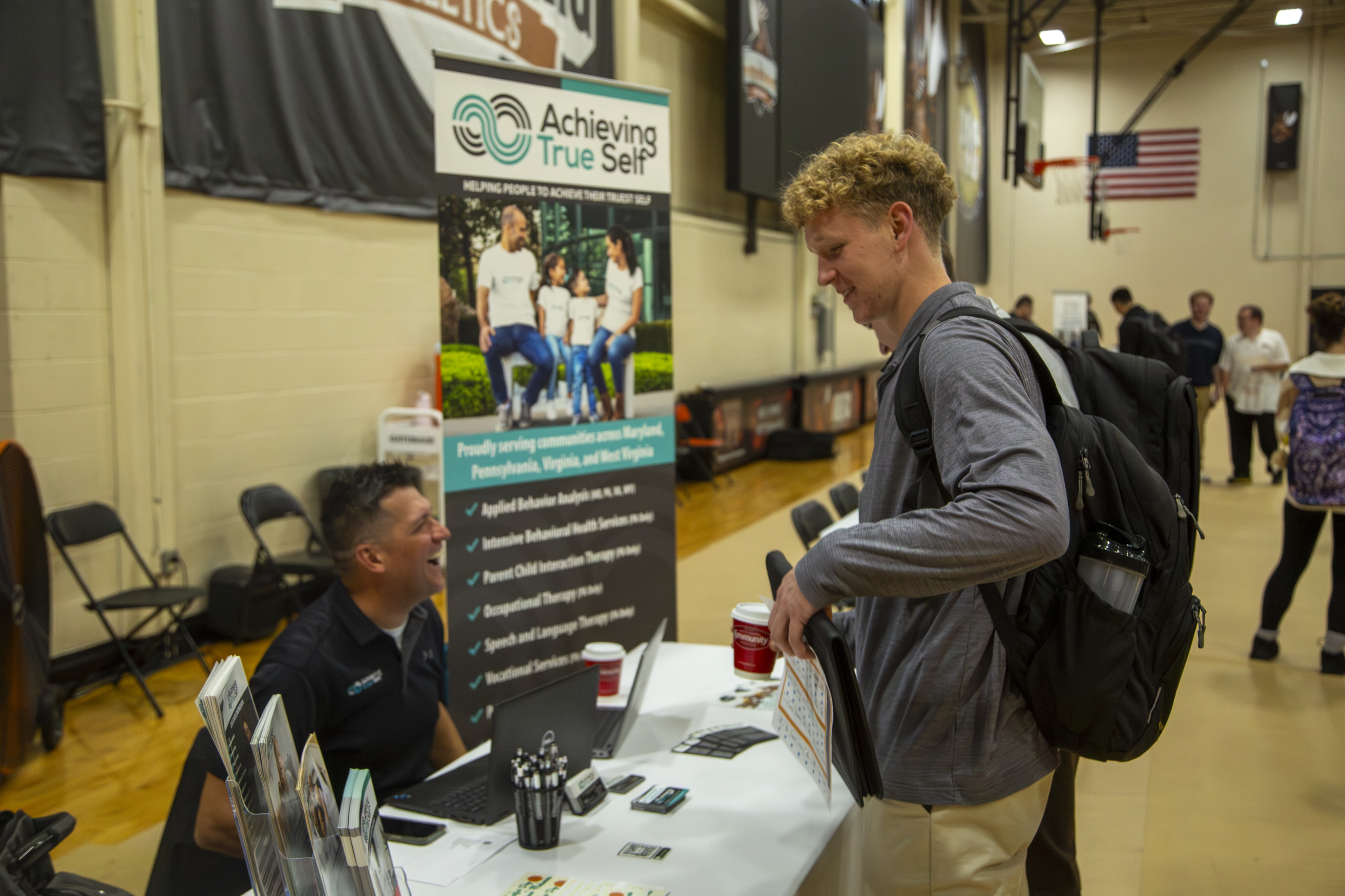 Students meet with recruiters at the CJ Fair on campus