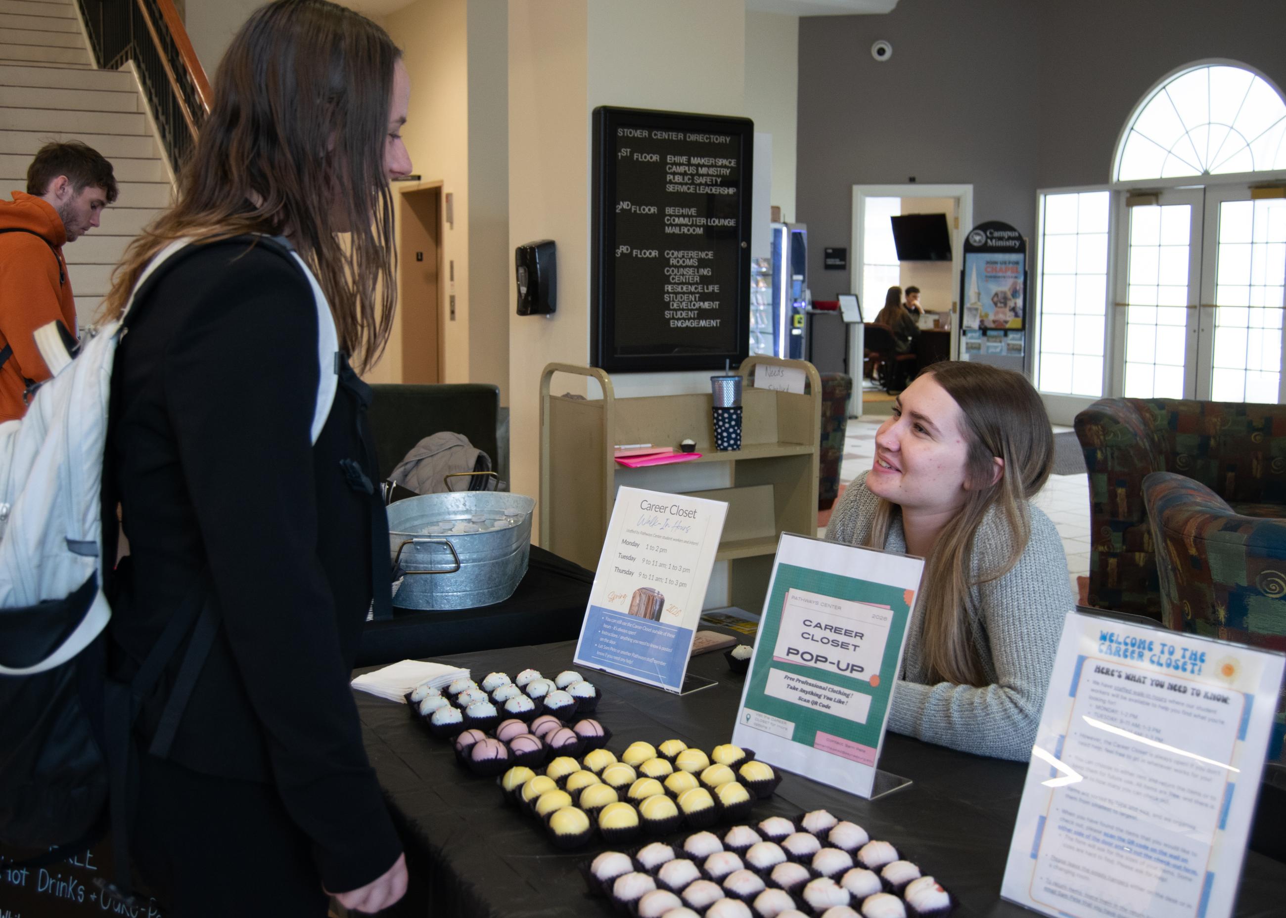 A pop-up location of the Pathways' Center's Career Closet was housed in the first floor of Stover Campus Center as part of Future Professionals Day