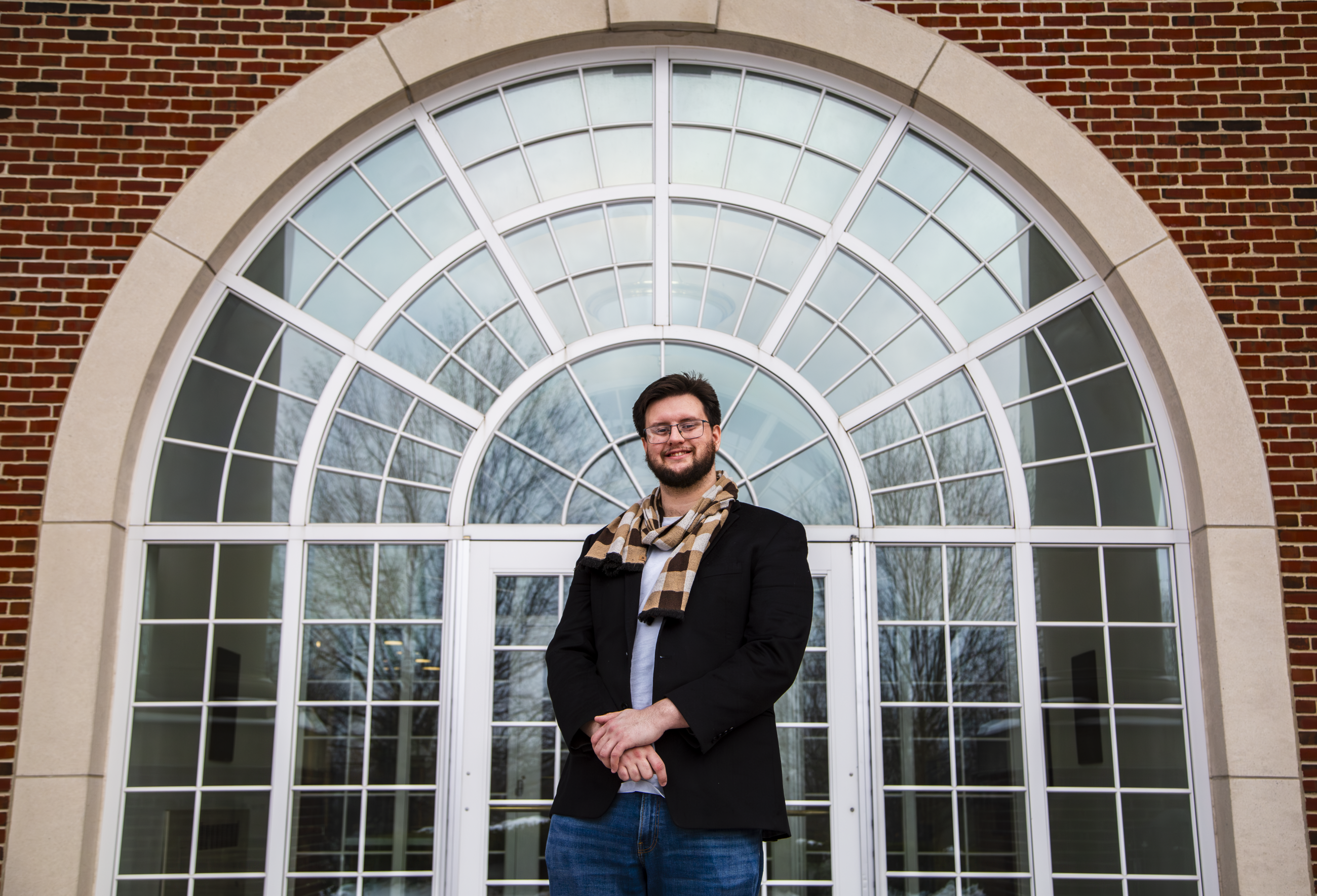 Steve Trettel standing in front of Stover Student Center