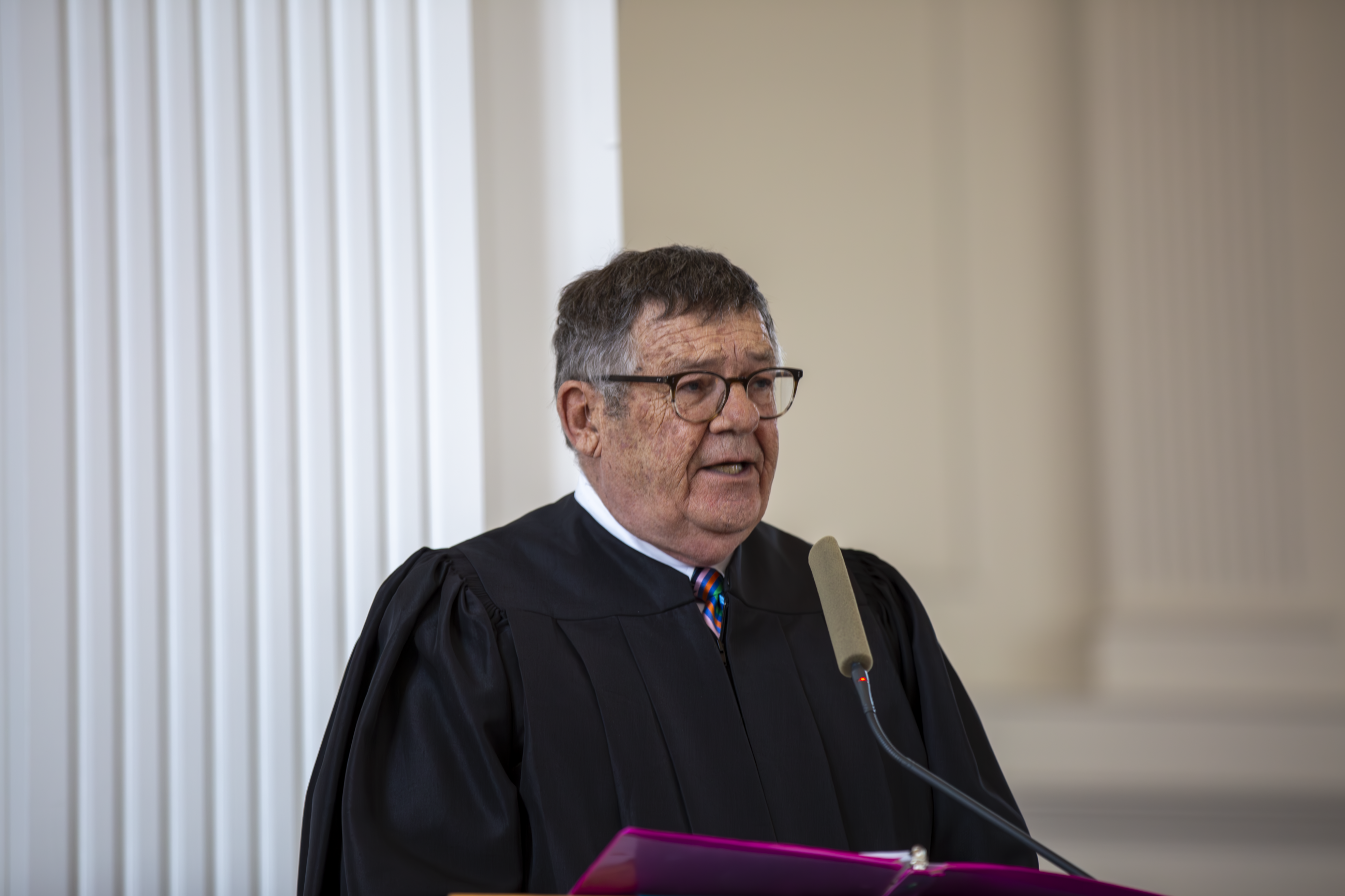 Lanny Frattare delivering the Charter Day convocation address