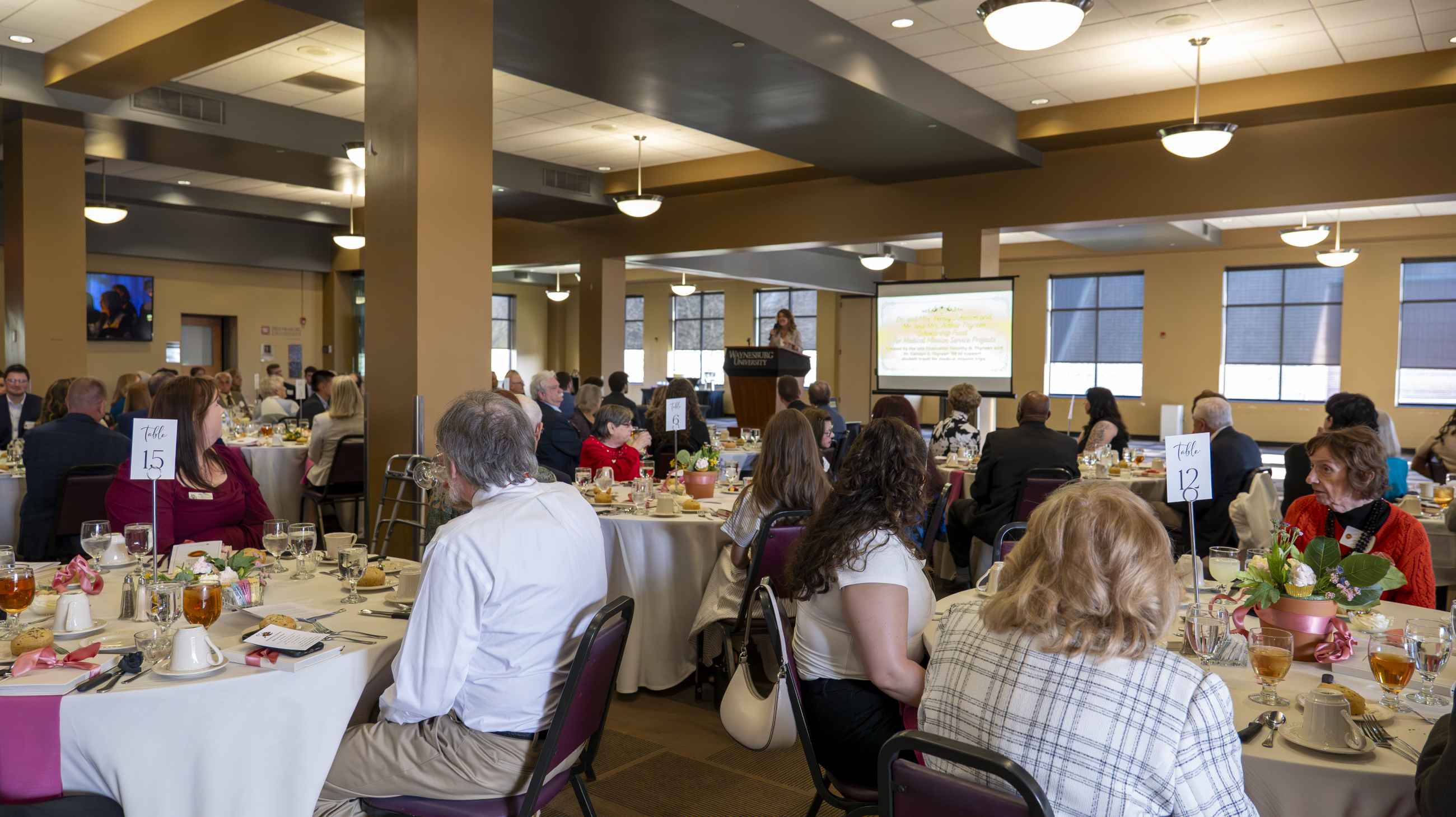 Guests seated in Benedum Dining Hall at the event