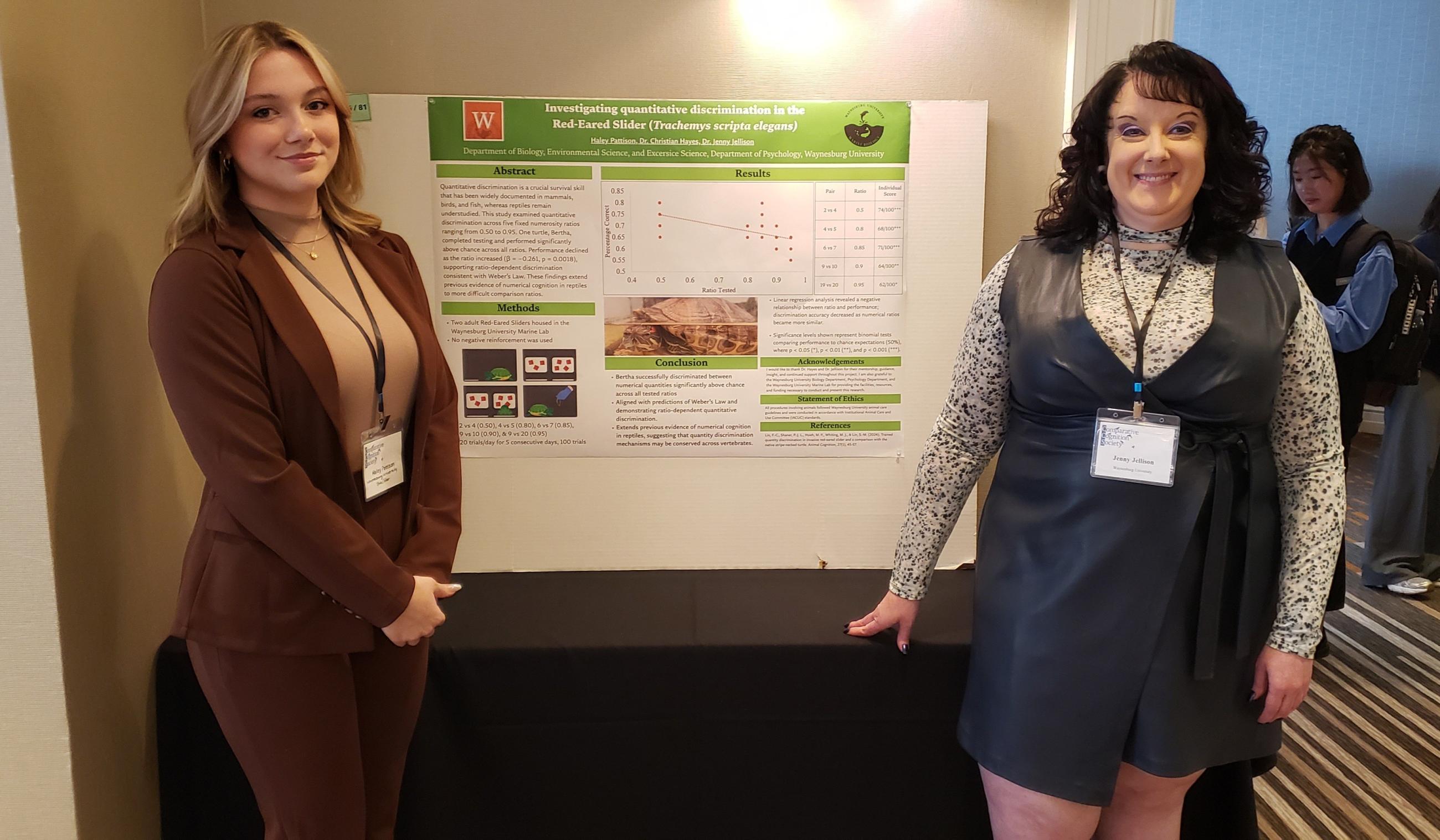Dr. Jenny Jellison and marine bio student Haley Pattison with poster presentation.