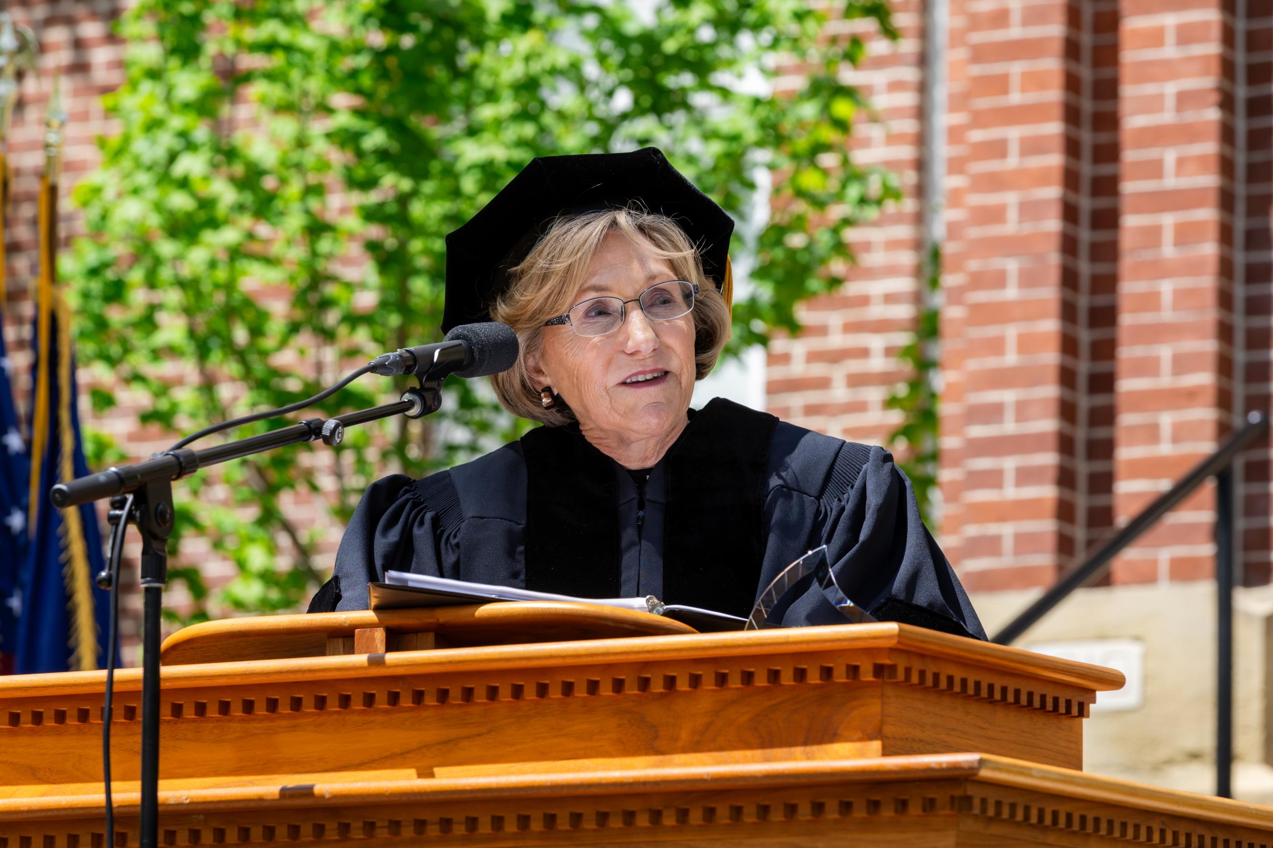 Commencement speaker speaking.