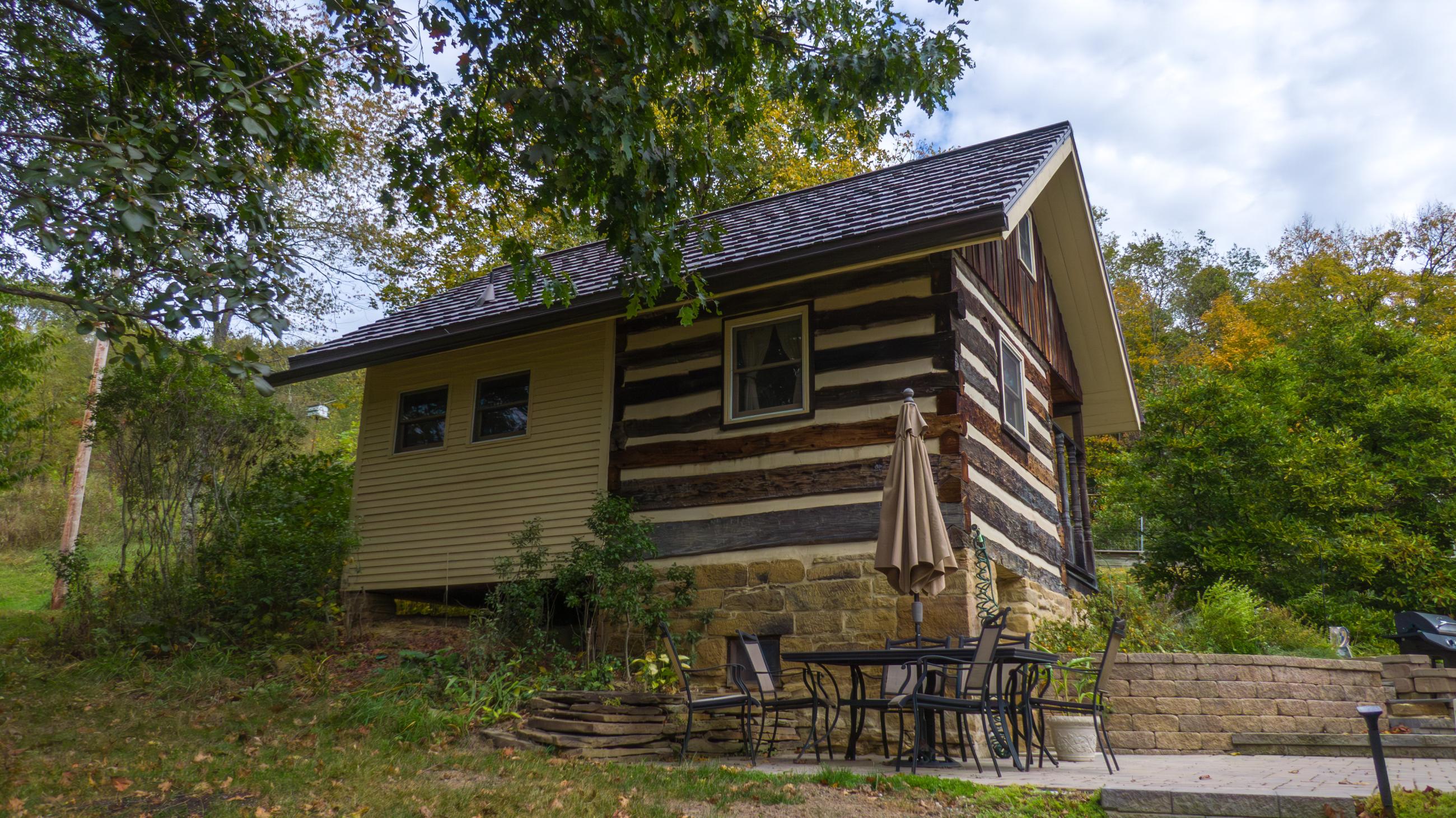 The back of the log building.