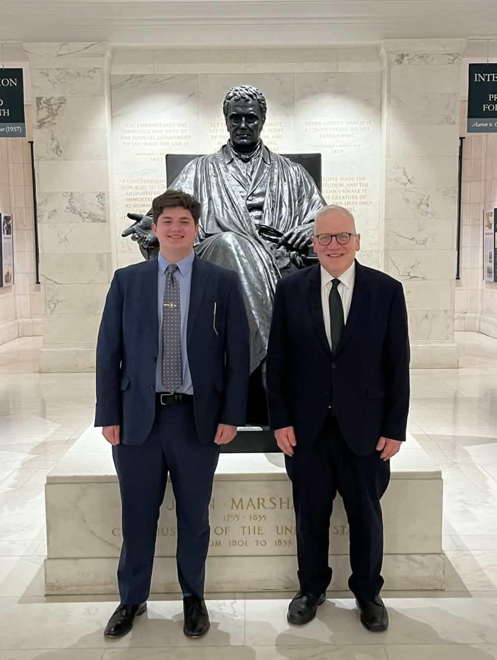 Solomon and Dr. Larry Stratton, director of the Stover Center for Constitutional Studies and Moral Leadership, pictured in the Supreme Court during a visit