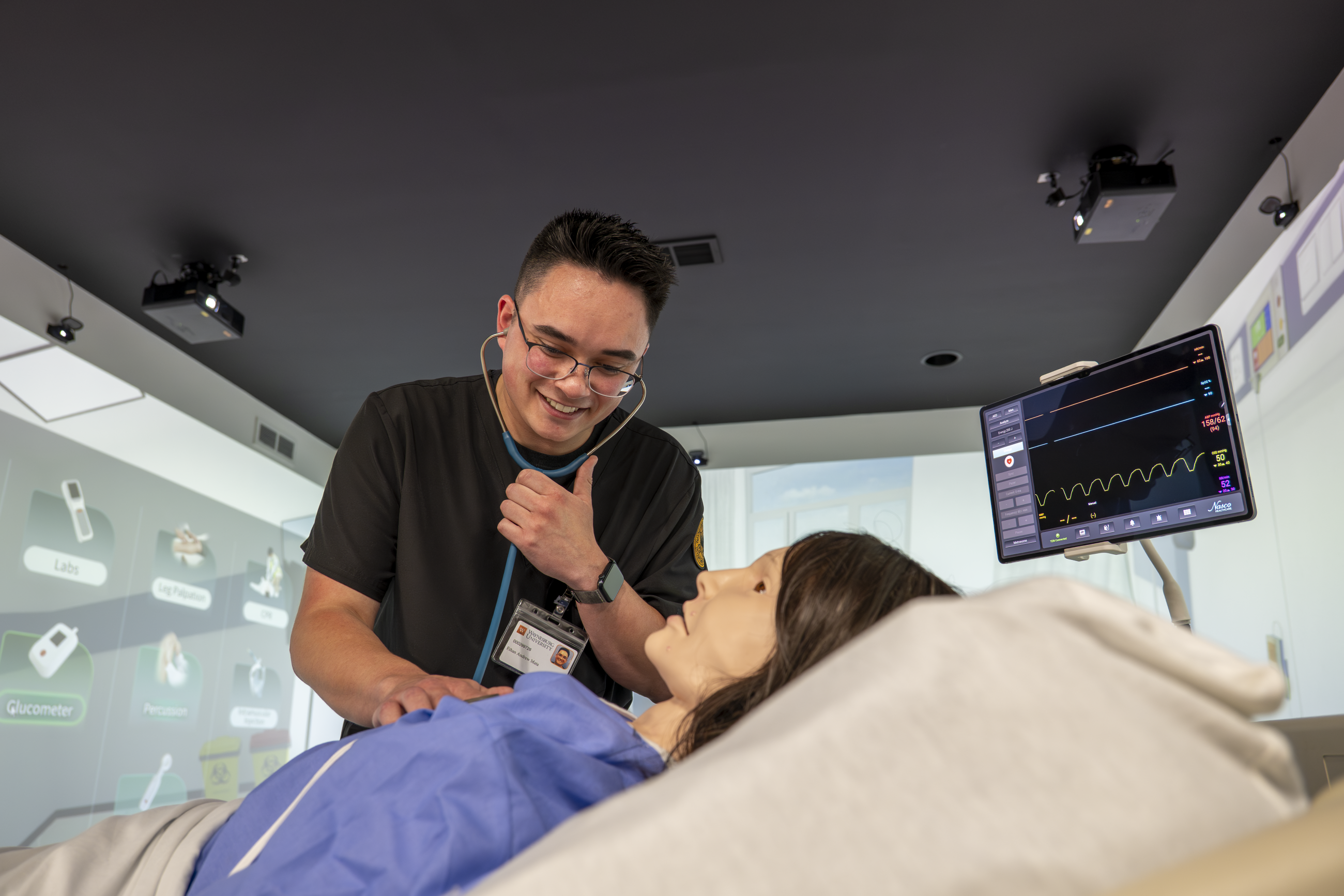 Ethan uses a state-of-the art simulation manikin
