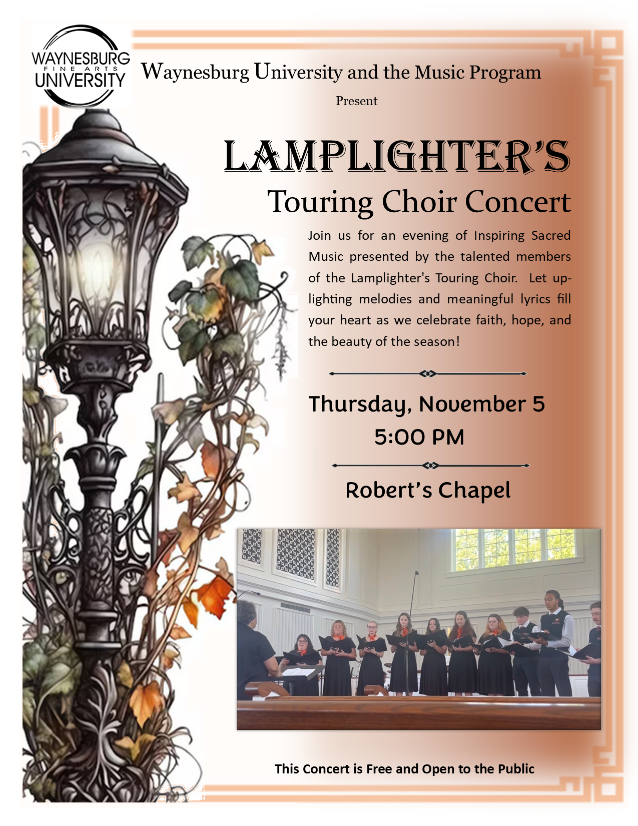 Waynesburg University Lamplighters Touring Choir Concert poster