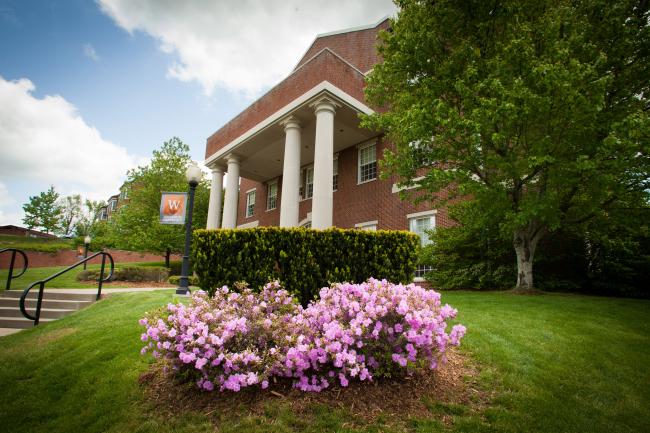 Stover Campus Center in the spring