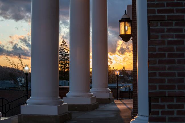 Roberts Chapel columns in winter