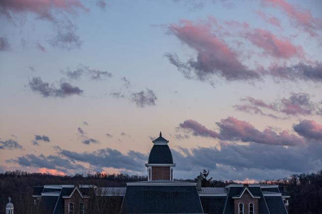 clouds over Waynesburg University campus