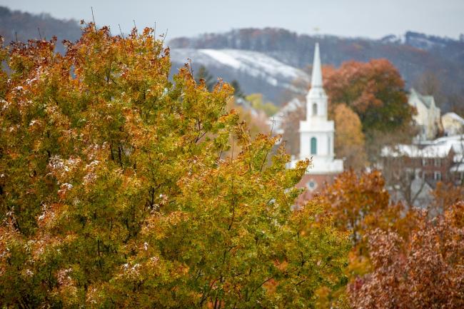 Roberts Chapel Steeple in the fall