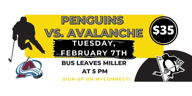 Penguins v. Avalanche trip student flier