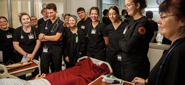 nursing sim lab exercise with students 