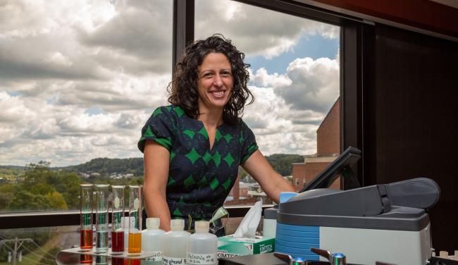 Dr. Evonne Baldauff in the chemistry lab on campus