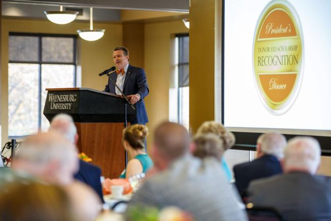 President Lee speaking at 2023 Donor Dinner event