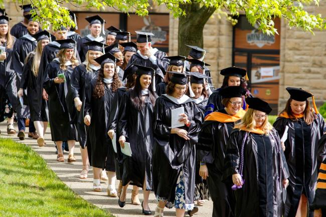 2023 waynesburg university graduates at commencement ceremony