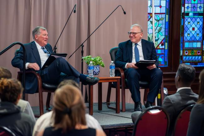 Judge D. Brooks Smith  and Dr. Lawrence M. Stratton during the lecture