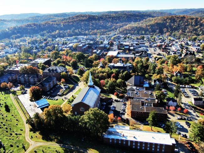 aerial view of waynesburg, pa